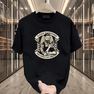 【Oversize】Team Men T 圓領新潮流插畫 220Gsm 簡約黑色白色舒適棉 T 恤純棉上衣街頭印花搞笑
