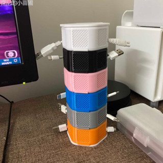 ✨熱賣 USB數據線桌面收納盒收線繞線器耳機充電器整理收納神器迷你便攜