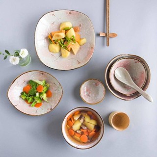 雪櫻花碗日式餐具盤子陶瓷家用盤子碗家用2022新款飯碗碟