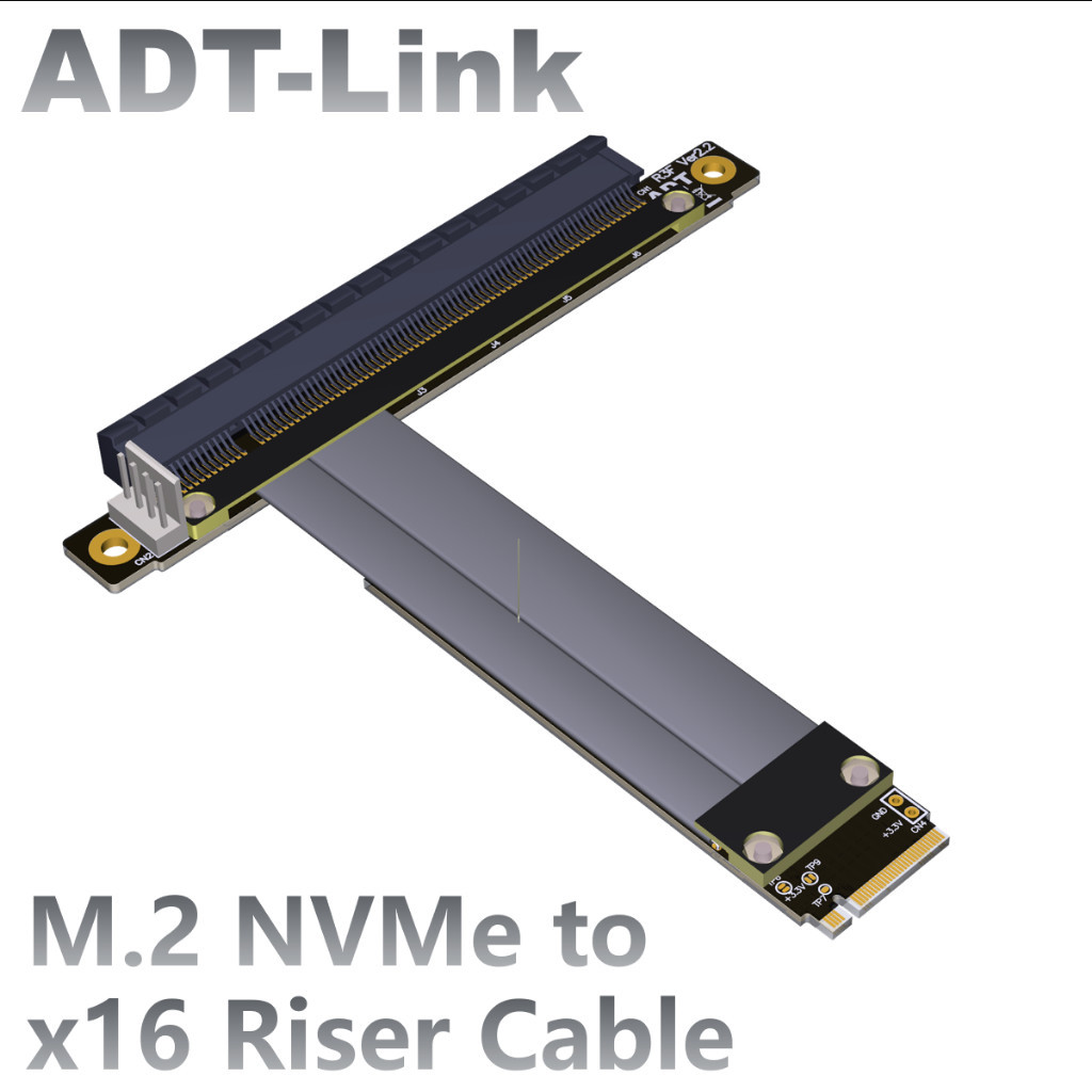 ♞[訂製]ADT-Link M.2 NGFF NVMe 接口延長線3.0 轉PCIE x16顯卡內置轉接M.2 16x