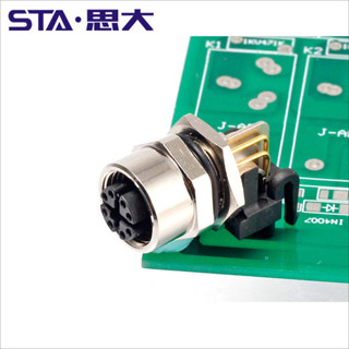 新品*免運 千兆網路M12 X-coding編碼 防水連接器 彎針PCB插座8芯 焊線航空母頭