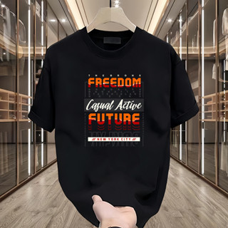 【Oversize】黑色白色220Gsm運動純棉襯衫圖形搞笑男士時尚街頭裝上衣潮流兇猛情侶圓領2025透氣T恤上衣印花