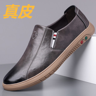 高品質真皮休閒皮鞋 真皮男鞋 休閒鞋皮鞋真牛皮男鞋 一腳蹬 男鞋真皮 休閒皮鞋男