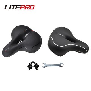 Litepro 山地公路自行車皮革海綿大面積鞍座減震墊折疊自行車防雨後座