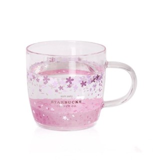 ♞星巴克咖啡杯浪漫櫻花款變色玻璃杯透明水杯 馬克杯355ml