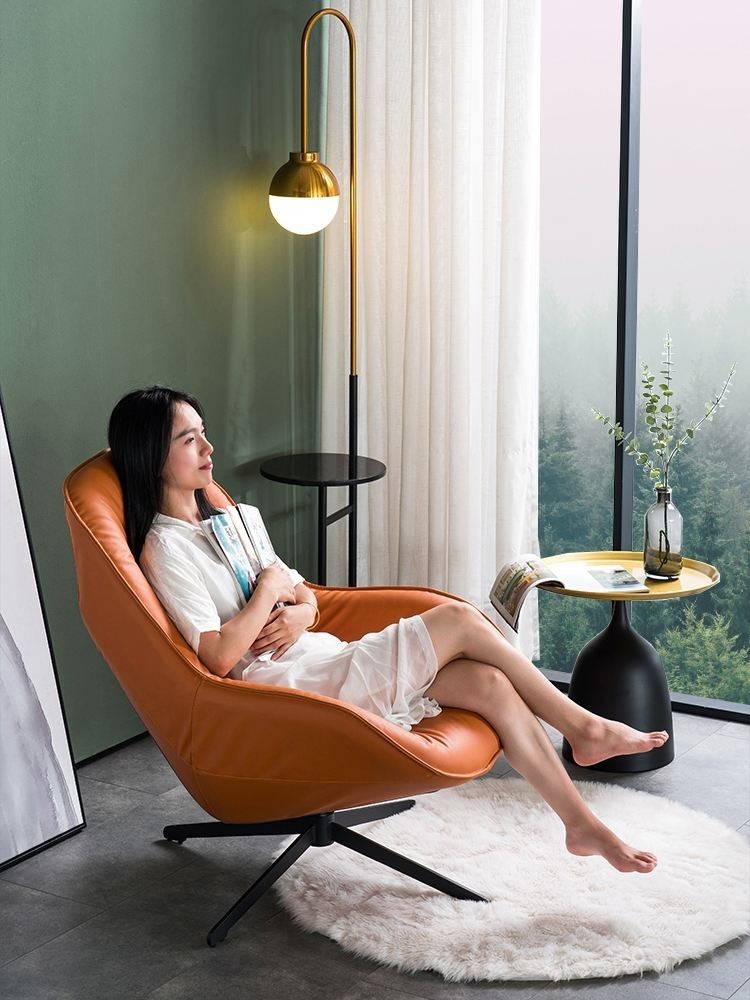 北歐單人椅懶人蝸牛椅現代簡約小戶型客廳陽台休閒輕奢轉椅沙發