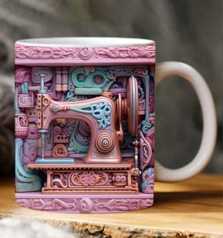 3DSewing Machine 縫紉機陶瓷馬克杯 創意書房用咖啡館馬克杯