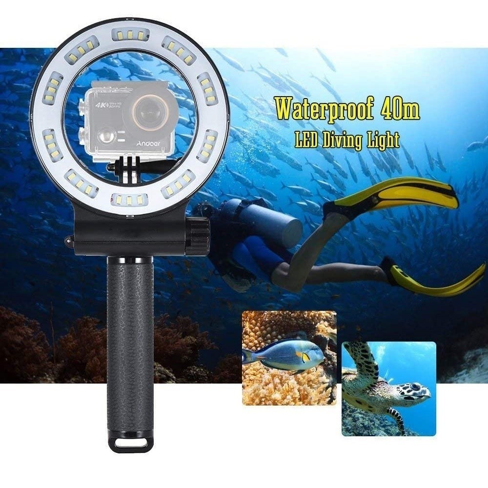 Mcoplus 40m 防水水下潛水環補光燈 LED 視頻燈適用於 GoPro Hero 6 5 4 3 7 8 9 1