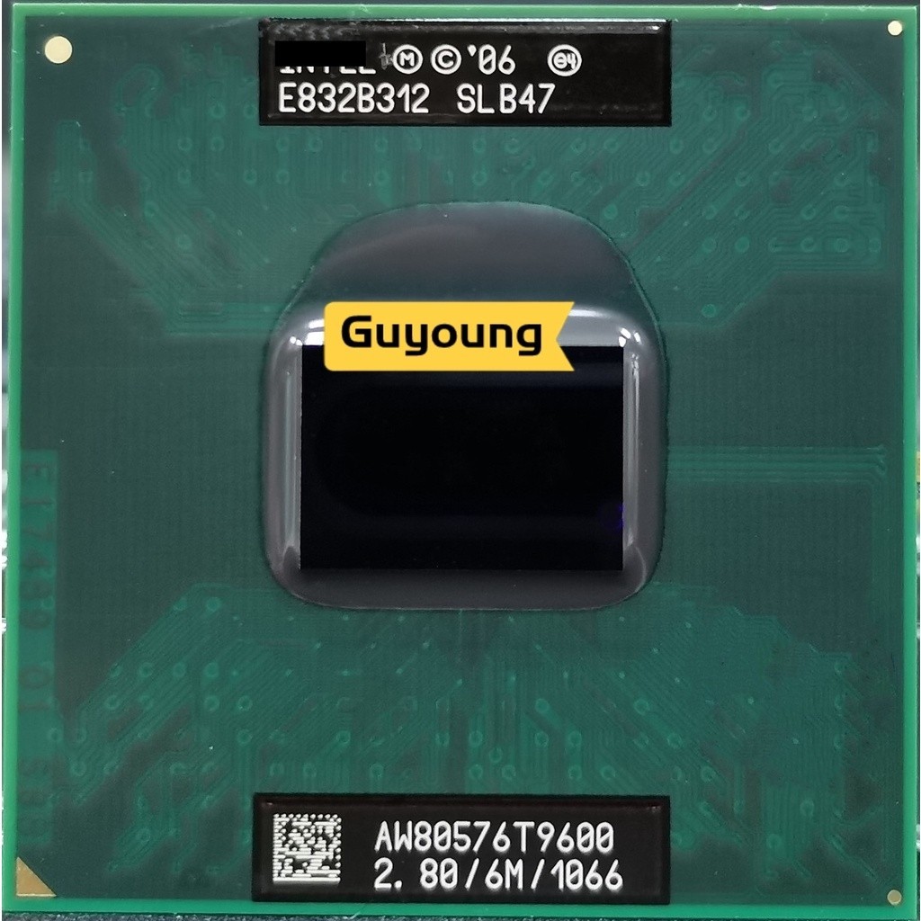 ♞Cpu 筆記本電腦 Core 2 Duo T9600 T9600 CPU 6M 高速緩存 2.8GHz 1066 GM