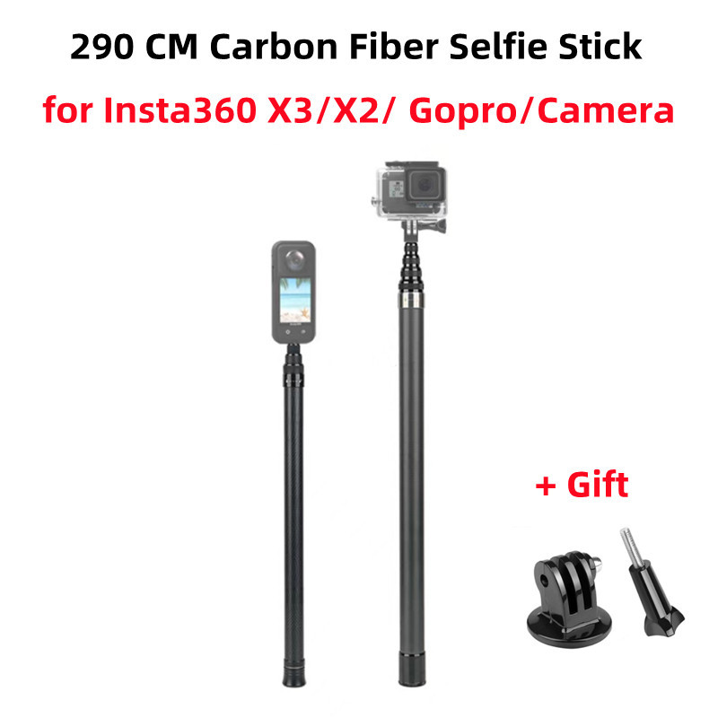 ♞,♘3m 超長碳纖維可伸縮自拍杆適用於 Insta360 X4/X3/Go 3/ONE X2/ONE X/ONE RS