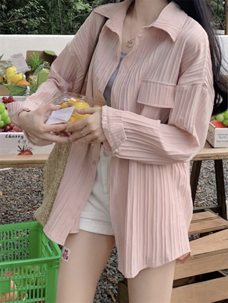 💕甜心高品質💕大尺碼襯衫 防曬襯衫 大碼法式設計感長袖防曬上衣小眾別致小衫襯衫上衣
