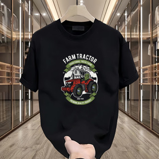 【Oversize】街頭夏季T恤黑白T恤印花純棉上衣S-2Xl透氣潮流插畫220Gsm圓領T可愛情侶男士街頭裝