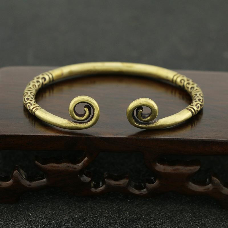 純手工黃銅緊箍咒手鐲 做舊工藝仿古銅器孫悟空鐲子 至尊寶手環