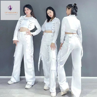 韓國女團ive同款表演服 時尚爵士舞打歌服女 新款街舞蹈服套裝女