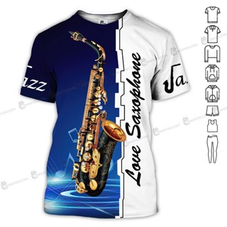 Love Jazz Saxophone 3D 全身印花衣服 NT706 3D T 恤