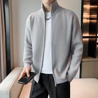 男生夾克 立領外套 【58折】 秋季外套男新款立領拉鍊小外套毛衣男士韓版潮流休閒秋裝針織衫夾克