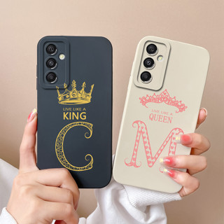 SAMSUNG 三星 Galaxy A16 5G 手機殼時尚奢華皇冠字母圖案啞光方形液體矽膠後蓋三星 GalaxyA16