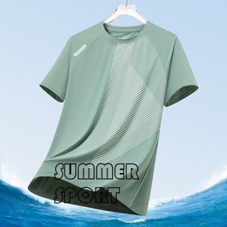 【SUMMER】 冰絲短袖t恤男夏季上衣網眼透氣男裝寬鬆運動服男士速乾半袖新款