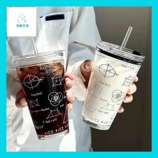 怪獸百貨【臺灣出貨】 ins 吸管杯 杯子 飲料 玻璃杯 吸管杯 環保杯 耐高溫 隨手杯 果汁 少女心水杯杯子隨行杯