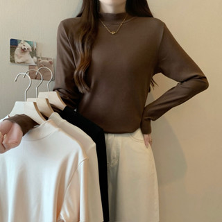 💕甜心大尺碼💕大尺碼打底衣 半高領打底衫秋季胖妹妹減齡顯瘦保暖內搭長袖上衣女