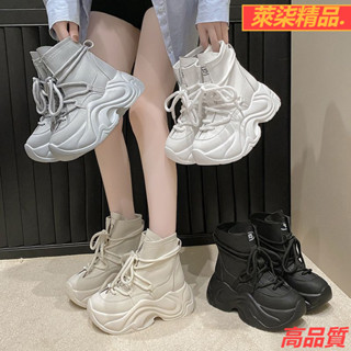 【臺灣出貨】超厚底女鞋 小白鞋增高 秋冬新款 短靴女 短筒小白鞋 厚底女鞋 內增高小白鞋 增高老爹鞋女 黑色增高休閒鞋女