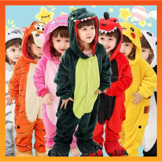 Kigurumi Dinosaur Stitch 卡通睡衣皮卡丘連體衣兒童兒童動物連身衣女嬰男孩角色扮演服裝聖誕節萬聖節