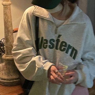 💕甜心大尺碼💕大尺碼美式復古polo領衛衣女春秋新款設計感小眾獨特別致寬鬆半拉鍊上衣