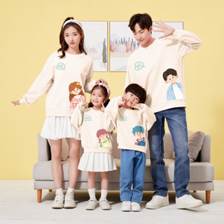三隻熊🐻/親子服裝/母女裝/韓國正韓親子裝/全家福裝/ 2024秋冬親子裝衛衣韓版寬鬆圓領衛衣一家三四口母女裝全家裝