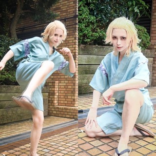 ♞,♘,♙熱賣下殺東京復仇者cos服 總長佐野萬次郎cosplay服裝 Mikey短版和服 假髮 木屐套裝