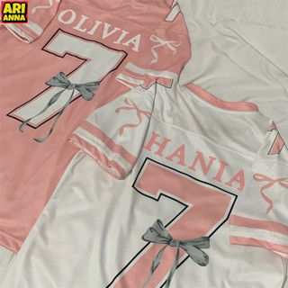 【球衣定製名稱】Coquette Oversized 球衣風格肩貼短袖女夏季銀色上衣半袖情侶 V 領球衣