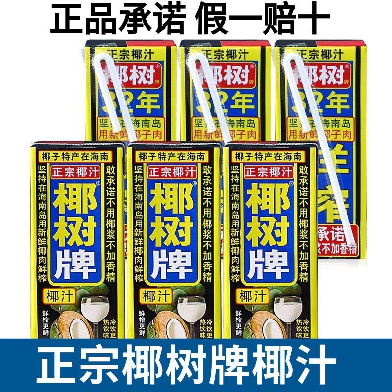 海南正宗椰樹牌椰汁 椰子汁飲料飲品245ml*6 植物蛋白椰奶果汁
