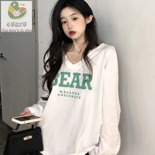 【小手拉大手情侶館 】 春季秋季裝大V領韓版長袖t卹女裝寬鬆大碼胖mm100.0kg休閒打底衫上衣 大尺碼 顯瘦