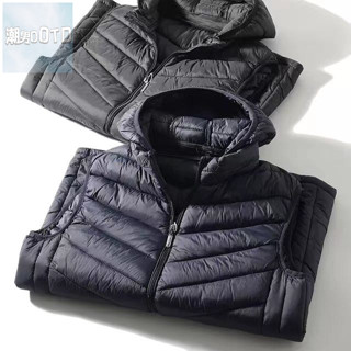 現貨 秋冬裝 厚外套男 連帽羽絨背心 馬甲背心 鋪棉背心 加厚保暖 輕盈蓬鬆 冬季男士加棉加厚防風保暖連帽休閒棉馬甲