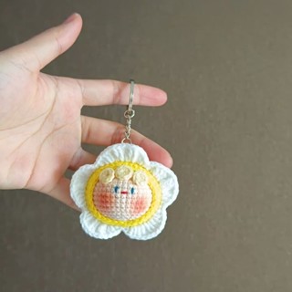 手工編織鑰匙扣掛件diy材料包 手工毛線編織團子鑰匙扣diy包包材料掛件花花可愛鉤針閨蜜禮物