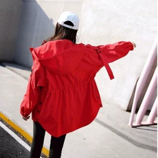 短版上衣 外套 女裝 薄款/加厚 工裝外套女韓版學生春季chic小個子連帽bf秋冬寬鬆風衣