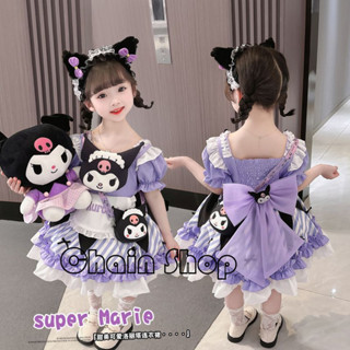【ChainBaby】 女寶寶庫洛米短袖蘿莉塔韓版洋裝 兒童萬聖節迪士尼cosplay衣服 孩子朋友洋氣可愛短袖卡通蘿莉