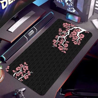 粉色櫻花辦公室可愛鼠標墊大號防滑滑鼠墊縫合邊緣墊耐用辦公桌筆記本電腦遊戲​ 鍵盤墊 XXL