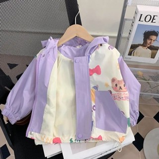 現貨 新品熱賣 女童可愛春秋連帽外套 【四季皆宜】女童外套春秋2024新款兒童洋氣休閒春裝上衣女寶寶春季時髦衝鋒衣