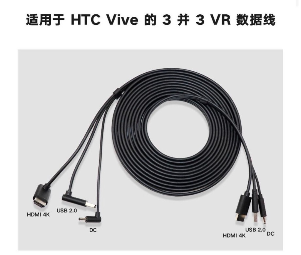 HTC VIVE 基本版 減重版一代三合一連接線原裝配件5米全新VR眼鏡