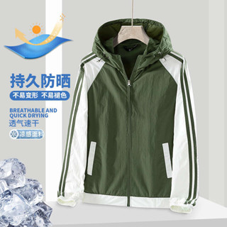 【桃園出貨 涼感透氣】UPF50+情侶防曬外套 涼感外套 防曬衣 防曬服 皮膚衣 三條槓連帽防曬衣 戶外釣魚服錦綸高品質