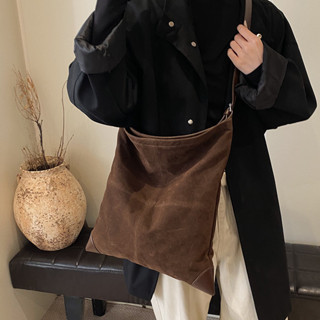 [xuan美衣舍]2025 休閒大容量包包女新款磨砂皮絨面斜揹包秋冬季托特