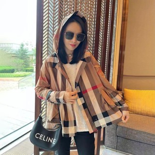 優質新品 輕奢格紋休閒短外套 女春夏季闊太太洋氣格子外套 連帽拉鍊外穿上衣