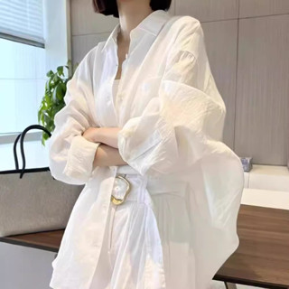 2025亞麻長袖防曬襯衫女秋季薄款寬鬆休閒通勤上衣
