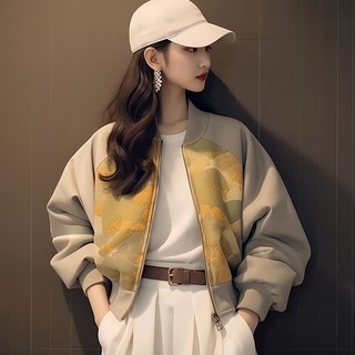 秋冬女裝 小個子 印花 棒球服 短外套 帥氣女裝 獨特別致 女裝上衣