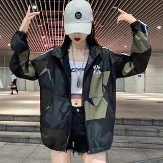 限時特惠 男女同款 防曬衣服外套男女同款韓版寬鬆學生薄款bf迷彩風衣