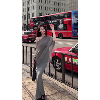 廢土風防曬罩衫長裙 甜辣風魚尾吊帶洋裝套裝 初夏不規則防曬斗篷披肩收腰包臀長裙