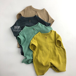 ✨小不點兒✨【90-100碼】兒童連體服 寶寶夏裝 舒服棉麻紗~敲洋氣連體衣~家居外出~兒童新夏季睡衣薄男女孩潮寶