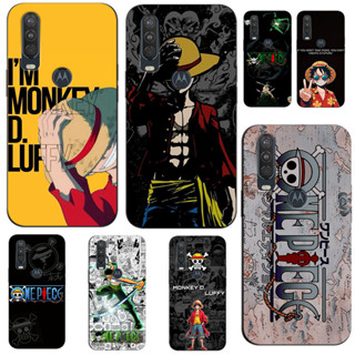 MOTOROLA 適用於摩托羅拉 Moto one Action 手機殼軟矽膠保護黑色 Tpu 手機殼 Luffy 和