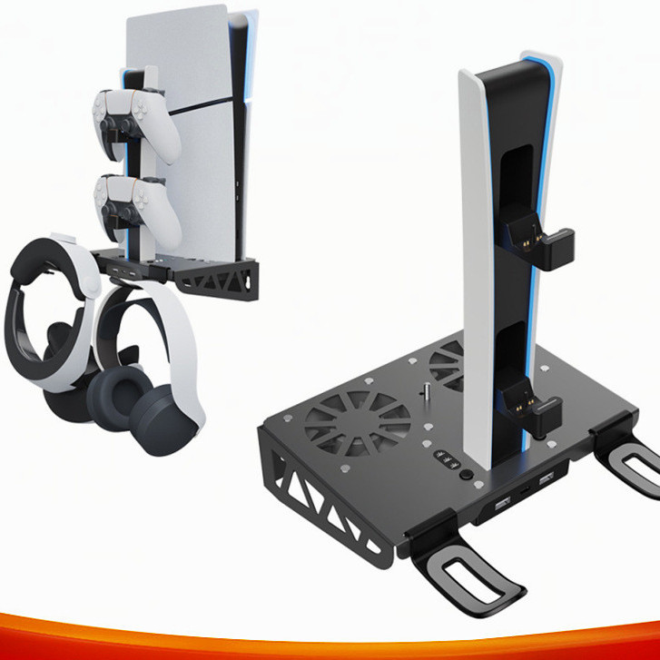 ♞PS5PRO主機墻式散熱風扇支架PS5 slim遊戲手柄座充耳機VR收納頭盔