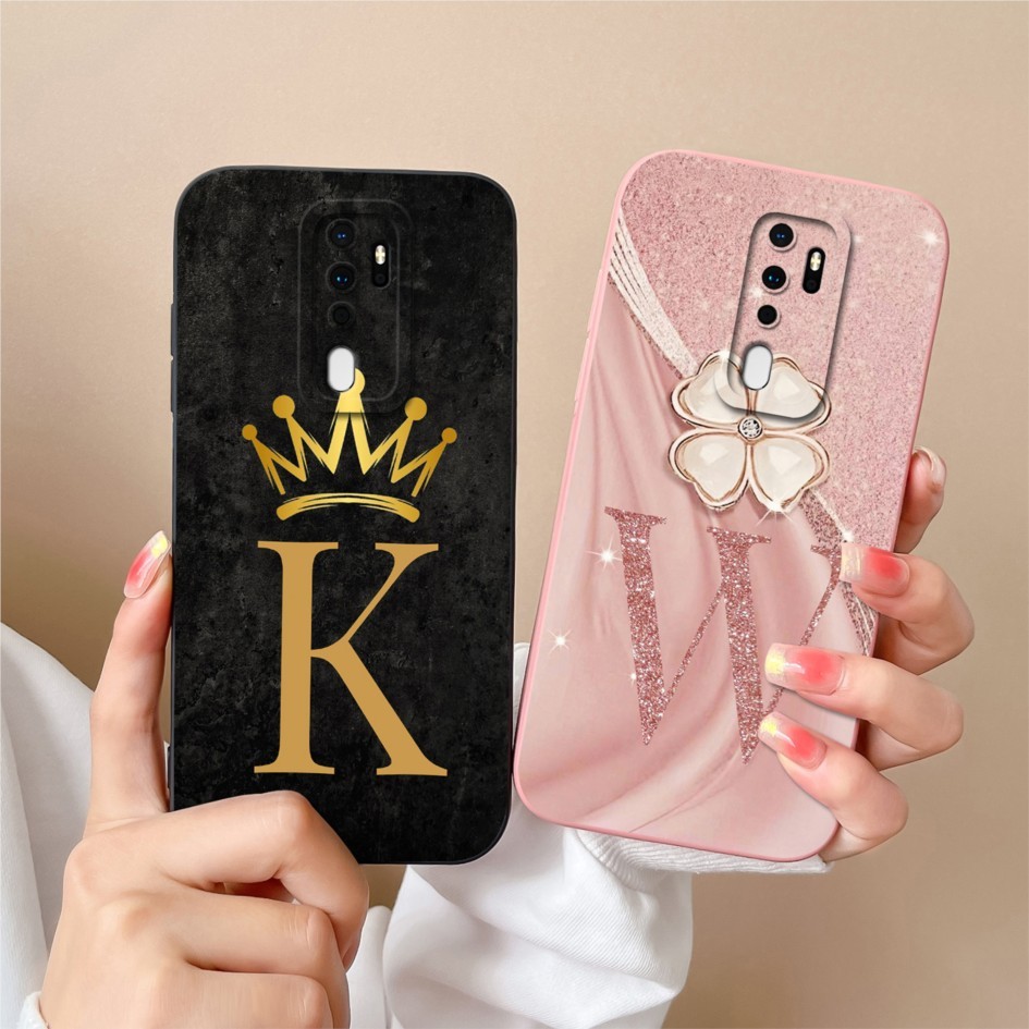 適用於 Oppo A5 A9 2020 手機殼防震豪華花卉字母情侶矽膠後蓋適用於 OppoA5 A9 2020 外殼